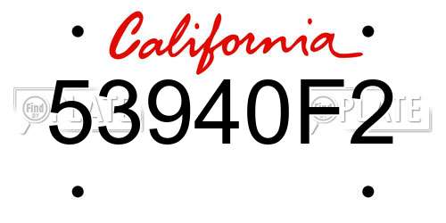 53940F2 California License Plate