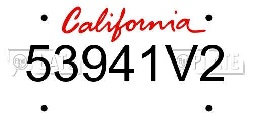 53941V2 California License Plate