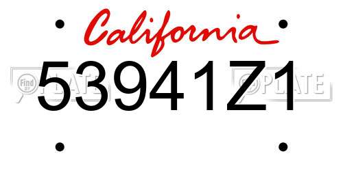 53941Z1 California License Plate