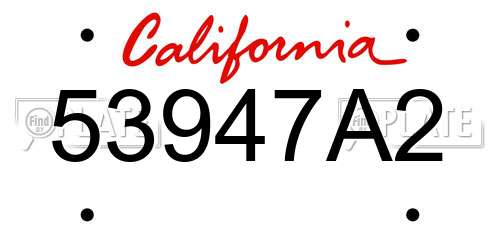 53947A2 California License Plate