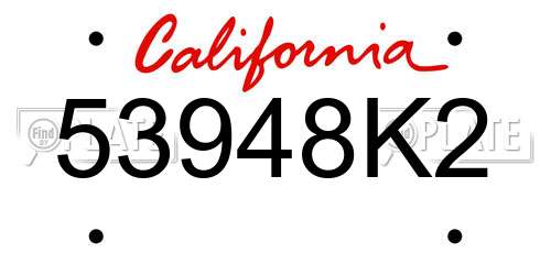 53948K2 California License Plate