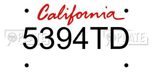 5394TD California License Plate