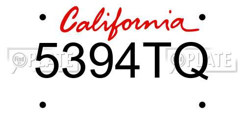 5394TQ California License Plate