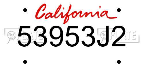 53953J2 California License Plate