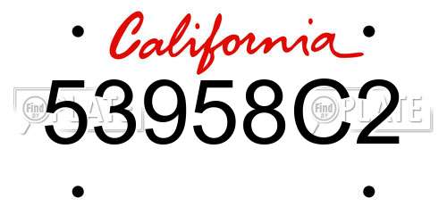 53958C2 California License Plate