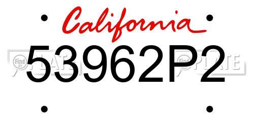 53962P2 California License Plate