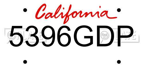 5396GDP California License Plate