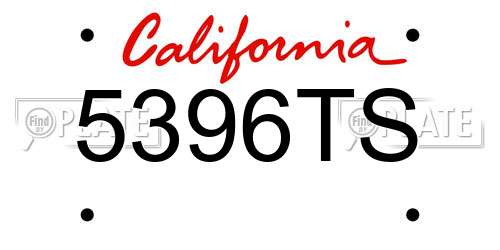 5396TS California License Plate