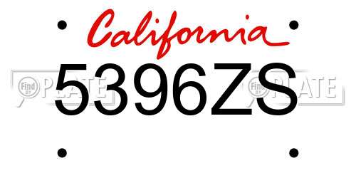 5396ZS California License Plate
