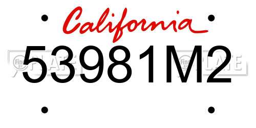 53981M2 California License Plate