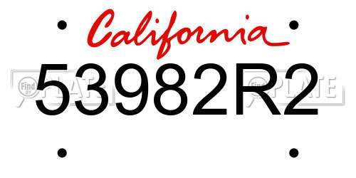 53982R2 California License Plate