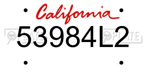 53984L2 California License Plate