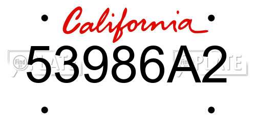 53986A2 California License Plate