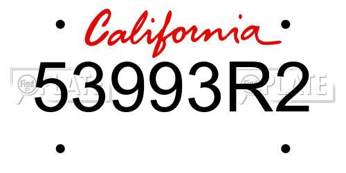 53993R2 California License Plate