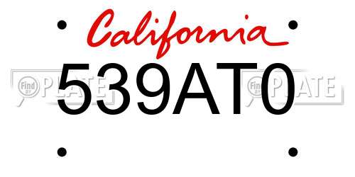 539AT0 California License Plate