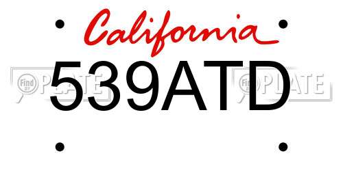 539ATD California License Plate