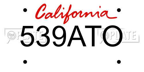 539ATO California License Plate