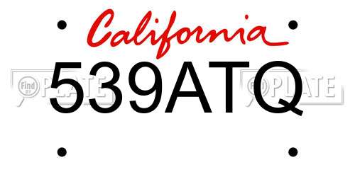 539ATQ California License Plate