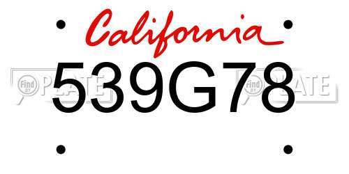 539G78 California License Plate