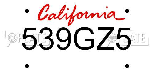 539GZ5 California License Plate