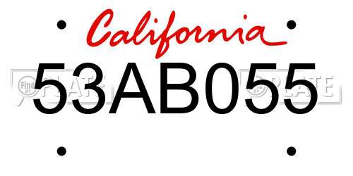 53AB055 California License Plate