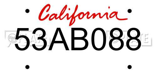 53AB088 California License Plate