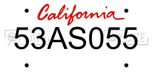53AS055 California License Plate