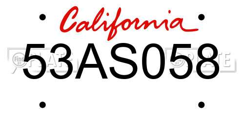 53AS058 California License Plate
