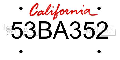 53BA352 California License Plate