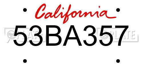 53BA357 California License Plate