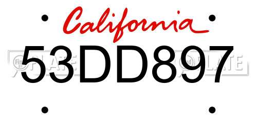 53DD897 California License Plate