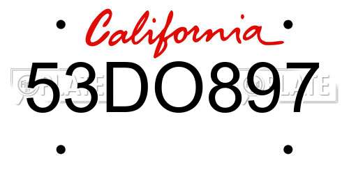 53DO897 California License Plate