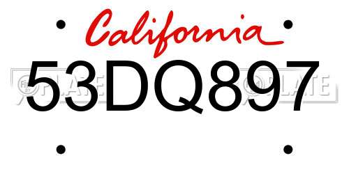 53DQ897 California License Plate