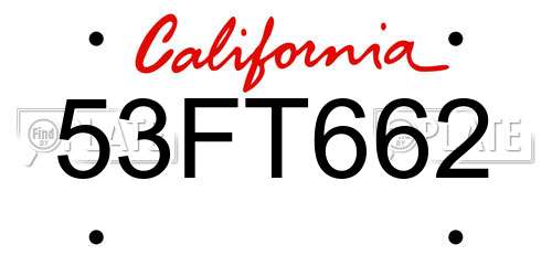 53FT662 California License Plate