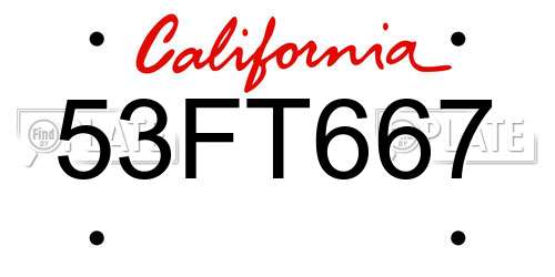 53FT667 California License Plate