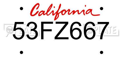 53FZ667 California License Plate