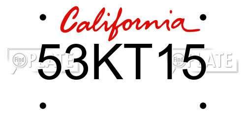 53KT15 California License Plate