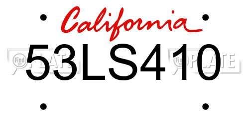53LS410 California License Plate