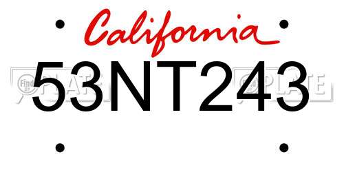 53NT243 California License Plate