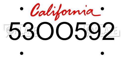 53OO592 California License Plate