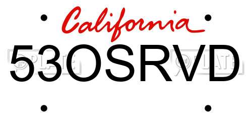 53OSRVD California License Plate