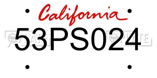 53PS024 California License Plate