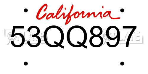 53QQ897 California License Plate