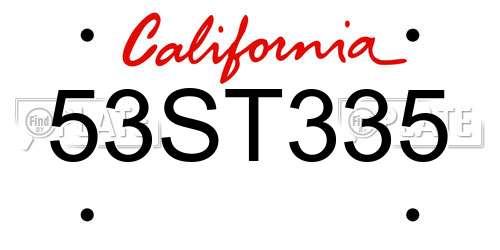 53ST335 California License Plate