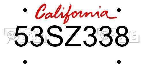 53SZ338 California License Plate