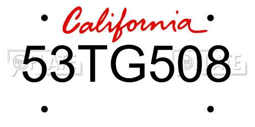 53TG508 California License Plate