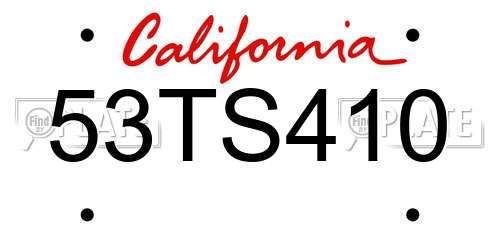 53TS410 California License Plate