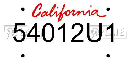 54012U1 California License Plate
