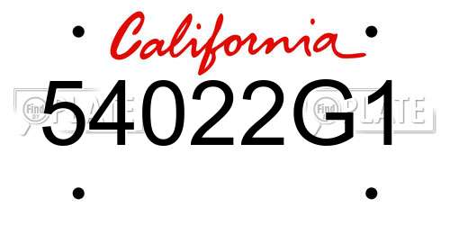 54022G1 California License Plate