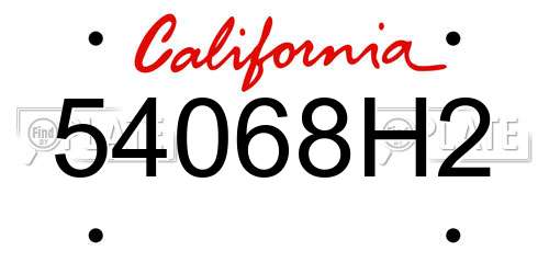 54068H2 California License Plate